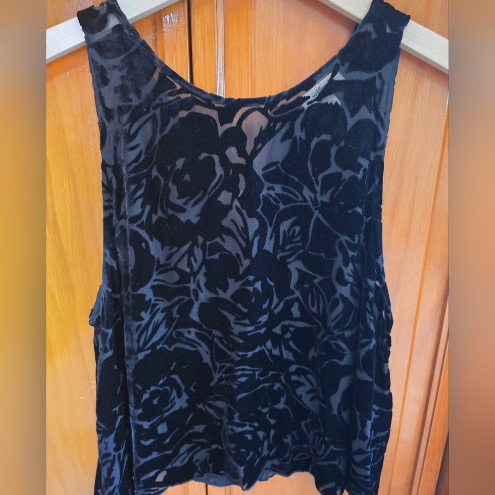 Wilfred Black Velvet Top with Floral Design